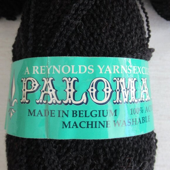 Lot of 5 Skeins VTG Reynolds Kitten Yarn, Acrylic Paloma II Black from Belgium - Picture 3 of 12